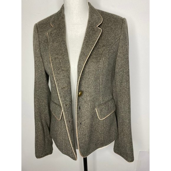 Dowry Designs Small Gray Women's Wool Blazer With Gold Buttons - Picture 1 of 12